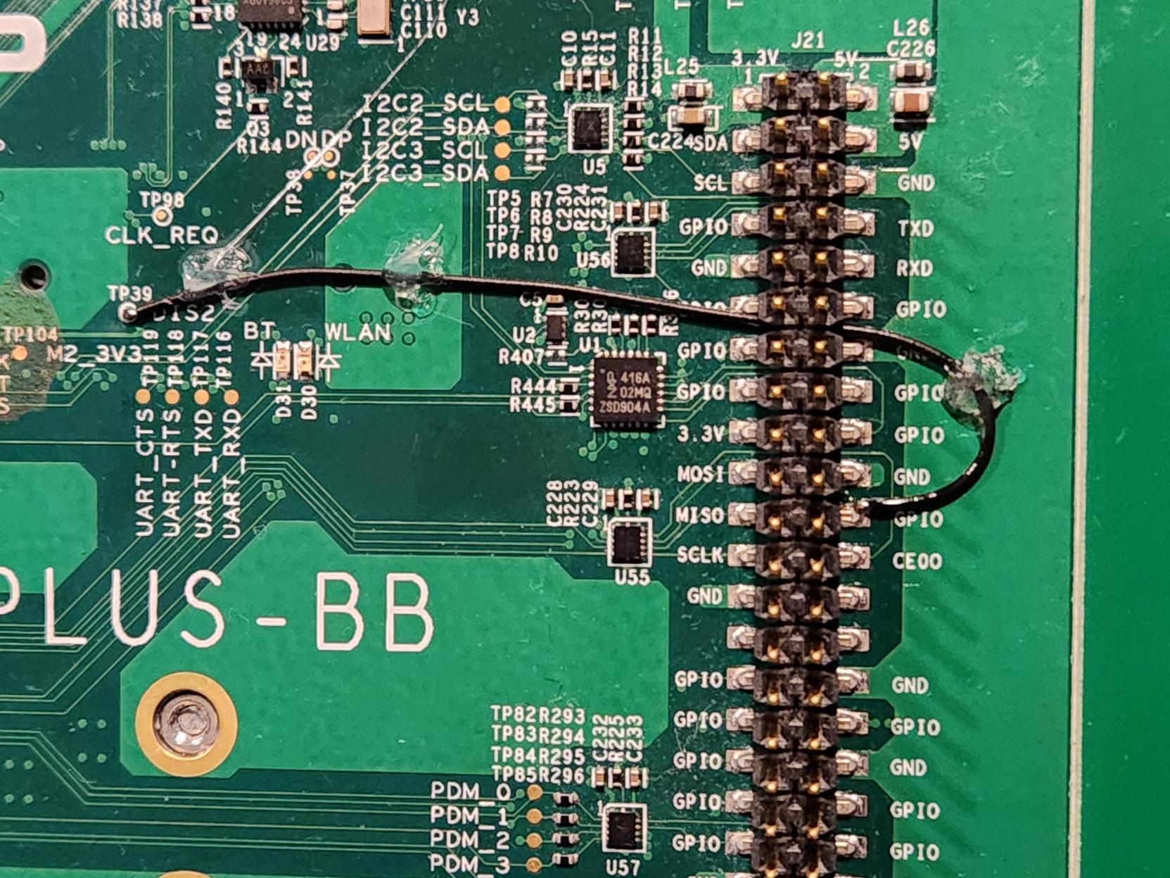 A close up of a circuit board

Description automatically generated