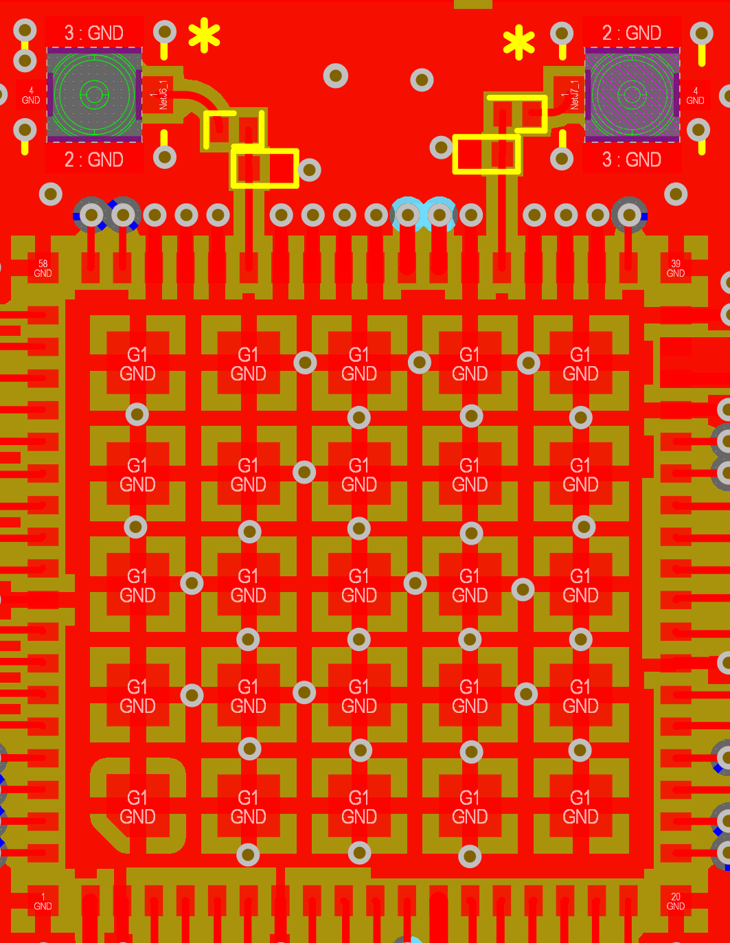 A red and yellow circuit board

Description automatically generated