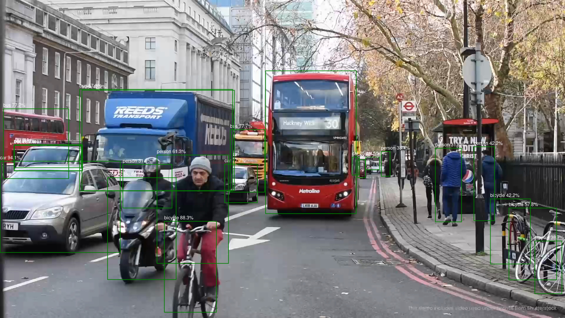 Traffic image with detections via yolo8x
