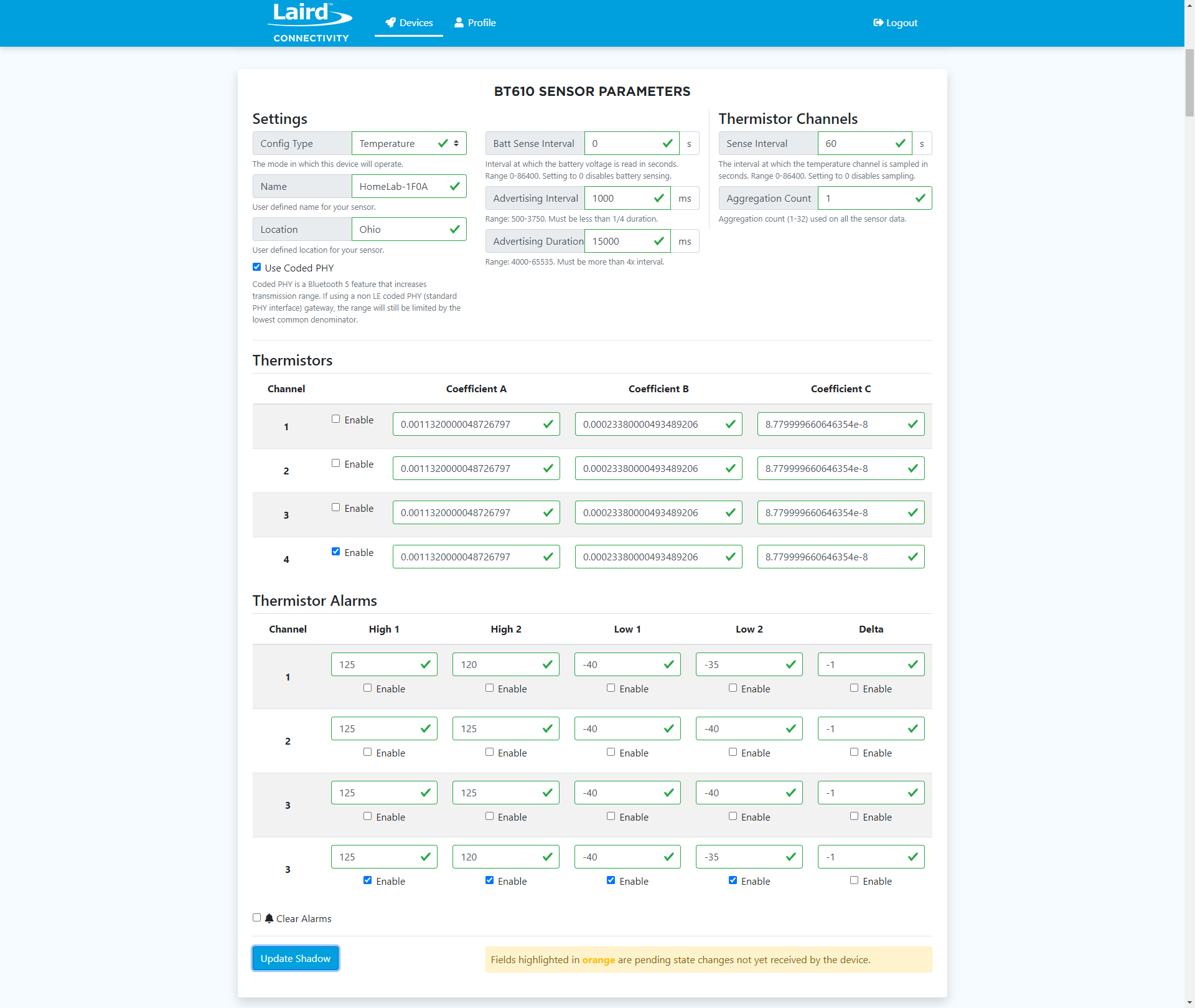 Bluegrass BT610 Final Temp Params