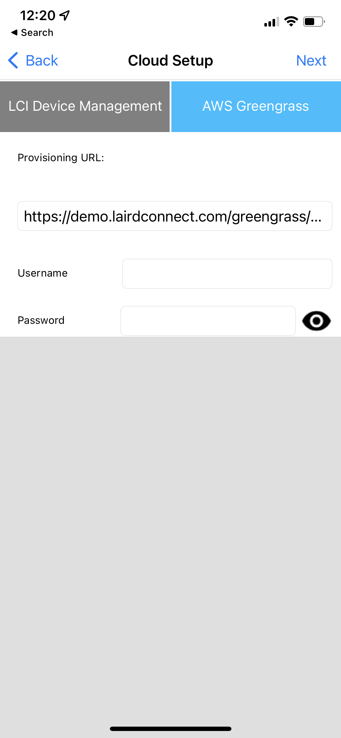 Bluegrass Provisioning URL