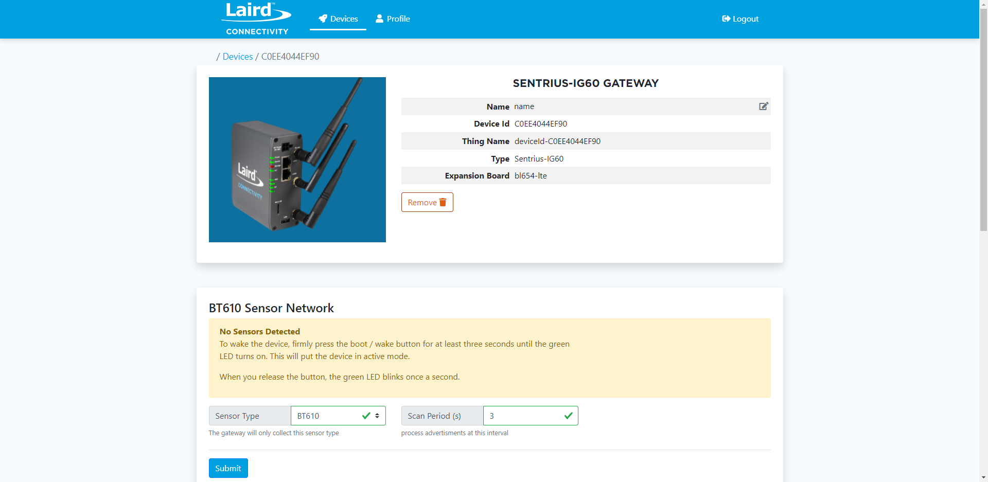 Bluegrass No Sensors Detected
