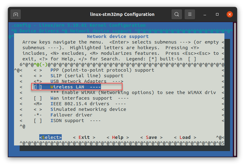 Kernel Menuconfig - Wireless LAN